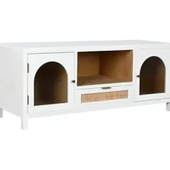TV-møbel - HOME ESPRIT - Hvid - 120 x 40 x 50 cm - Paulownia træ - Nem montering Flerfärgad