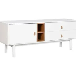 TV-møbel - HOME ESPRIT - Naturlig Hvid - 181 x 16 x 51 cm - Let at samle - Firkantet Flerfärgad