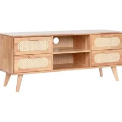 TV-Møbel - HOME ESPRIT - Naturlig - Gummitræ - Metal - 120 x 30 x 48 cm Flerfärgad