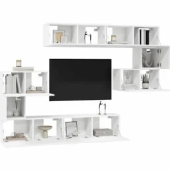 TV-møbel - Maison Exclusive 8 stk - Mat Hvid - Ingeniørtræ - Hængende Matt vit