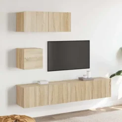 TV-møbel - Maison Exclusive TV-sæt 4 stk - Sonoma eg - Ingeniørtræ - Væghængt design Sonoma ek