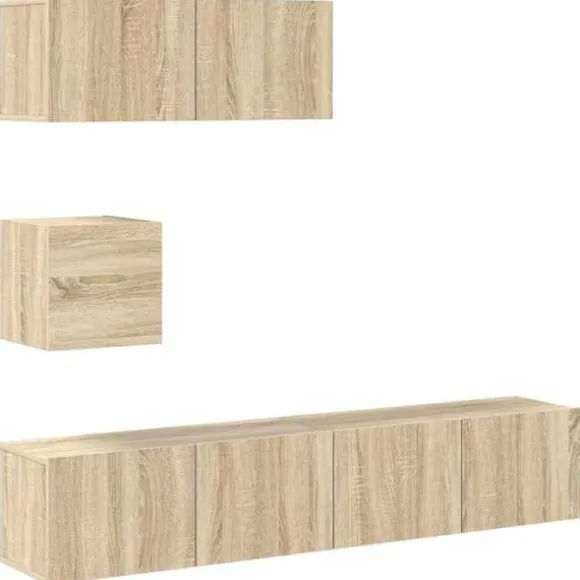 TV-møbel - Maison Exclusive TV-sæt 4 stk - Sonoma eg - Ingeniørtræ - Væghængt design Sonoma ek