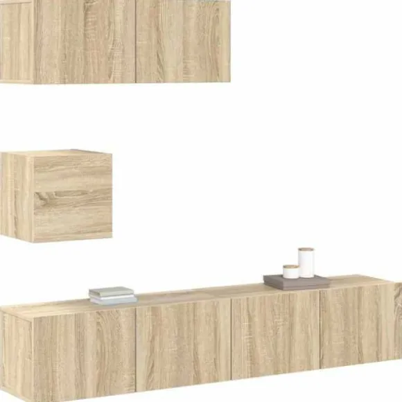 TV-møbel - Maison Exclusive TV-sæt 4 stk - Sonoma eg - Ingeniørtræ - Væghængt design Sonoma ek