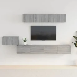 TV-møbel - Maison Exclusive (sæt 5 stk) - Sonoma grå - Ingeniørtræ - Væghængt sonoma grå