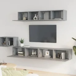 TV-møbel - Maison Exclusive (sæt 5 stk) - Sonoma grå - Ingeniørtræ - Væghængt sonoma grå