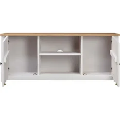 TV-møbel - Panama-serien - Massivt fyrretræ - Hvid - 120 x 40 x 50 cm Vit