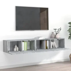 TV-møbel - Sæt 2 stk - Sonoma grå - Ingeniørtræ - Hængende moderne Sonoma grå