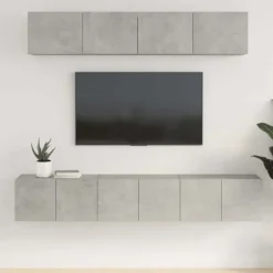 TV-møbel - Sæt 5 stk. Maison Exclusive - Betongrå - Ingeniørtræ - Væghængt Betonggrå