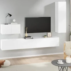 TV-møbel - Sæt 4 stk. Maison Exclusive - Hvid - Ingeniørtræ - Vægbeslag, stor opbevaring Vit