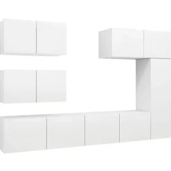 TV-møbel - Sæt af TV-møbler 6 stk - Mat hvid - Ingeniørtræ - Moderne design Matt vit