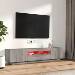 TV-møbel - Sæt med 2 stk - Sonoma grå - Indbyggede RGB LED - Stor opbevaring Sonoma grå