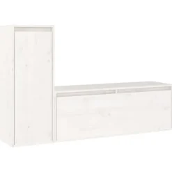TV-møbel - TV-møbler 2 stk - Massivt fyrretræ - Hvid - 100x30x35 / 30x30x80 cm Vit