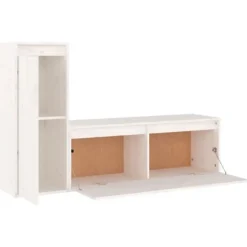 TV-møbel - TV-møbler 2 stk - Massivt fyrretræ - Hvid - 100x30x35 / 30x30x80 cm Vit