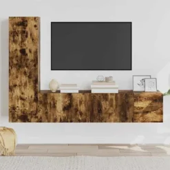 TV-møbel sæt - Eksklusiv hus - Røget eg - Ingeniørtræ - Vægbaseret design rökt ek