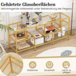 Tv-skab Tv-bord til fjernsyn op til 65 tommer Tv-bord guld 147 x 40 x 62 cm