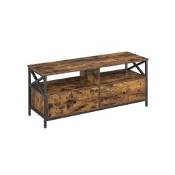 TV-skab, TV-møbel til 55-tommers TV, 2 opbevaringshylder, 120 x 40 x 50 cm, brun og sort
