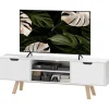 TV-skab, TV-stander til fjernsyn op til 65 tommer, lowboard med 2 skabe og 2 hylder, TV-skab til stue, 150 x 39 x 50 cm hvid