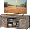 Tv-skab, tv-stander til fjernsyn op til 60 tommer, lowboard med 2 skabe og 2 hylder, tv-møbel til stue, 120 x 40 x 54 cm brun
