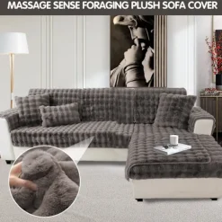 Tykke Kanin Plys Sofa Betræk 1 2 3 Sæders, Sjove Fuzzy Sofa Betræk, Varmt Fløjl Sofa Pude Betræk (70x210cm)