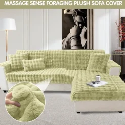 Tykke Kanin Plys Sofa Betræk 1 2 3 Sæders, Sjove Fuzzy Sofa Betræk, Varmt Fløjl Sofa Pude Betræk (90x180cm)