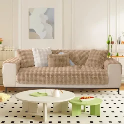 Tykke Kanin Plys Sofa Betræk 1 2 3 Sæders, Skridsikker Sofa Betræk, Sjove Fuzzy Sofa Betræk, Varmt Fløjl Sofa Pude Betræk (70x180cm)