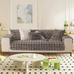 Tykke Kanin Plys Sofa Betræk 1 2 3 Sæders, Skridsikker Sofa Betræk, Sjove Fuzzy Sofa Betræk, Varmt Fløjl Sofa Pude Betræk (70x120cm)