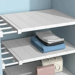 Udtrækkelig hyldedeler, teleskopisk garderobesystem hylde, vægmonteret opbevaringshylde til soveværelse, køkken, badeværelse, uden boring (30-45 cm) | Fyndiq