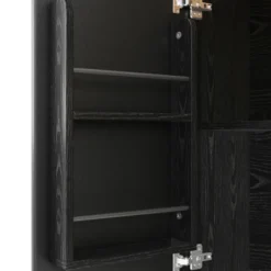 Udtrækkelig køkkenø med hjul | Køkkenvogn 130x45(75)x92cm | Med krydderihylde, håndklædeholder & 3 døre | Hvid/Sort træstruktur Black