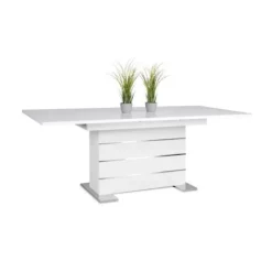 Udtrækkeligt bord til 6-8 personer - Rektangulært - Melaminbelagt spånplade - Mantova - Hvid og aluminium - L 160- 200 x D90 x H75cm Vit