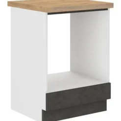 Underdel til indbygningsovn med bordplade - Matgrå - L 60 x D 51,6 x H 85 cm - LASSEN Matt grå