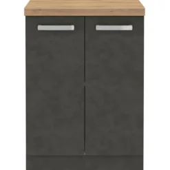 Underskab med 2 hængslede døre - Matgrå - L 60 x D 51,6 x H 85 cm - LASSEN Matt grå