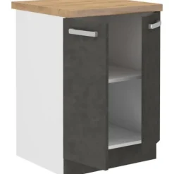 Underskab med 2 hængslede døre - Matgrå - L 60 x D 51,6 x H 85 cm - LASSEN Matt grå