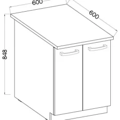 Underskab med 2 hængslede døre - Matgrå - L 60 x D 51,6 x H 85 cm - LASSEN Matt grå