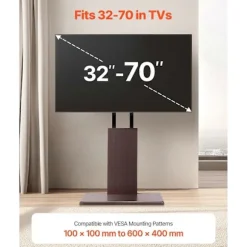 Universelt TV-stativ, til 32-70 tommer skærme, drejeligt og højdejusterbart TV-monteringsstativ holder op til 45 kg med strømskinne