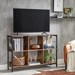 Vasagle bogreol, hyldeenhed, TV-stativ, konsolbord, 6 rum, rustik brun og sort