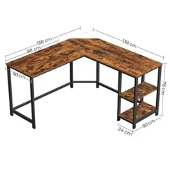 Vasagle computer desk, L-shaped corner desk, workstation, rustic brown and black