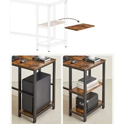 Vasagle computer desk, L-shaped corner desk, workstation, rustic brown and black