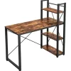 Vasagle computer skrivebord, 120 cm skrivebord med opbevaringshylder, rustikbrun og sort