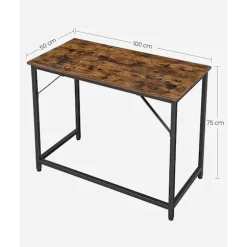 Vasagle computer skrivebord, skrivebord, lille kontorbord, 50 x 100 x 75 cm, brun og sort