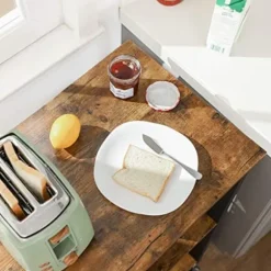 Vasagle køkkenhylde på hjul, serveringsvogn med 3 hylder, mikroovnshylde, rustik brun