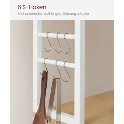 Vasagle køkkenhylde stativ rack mikrobølgeovn hylde stativ 6 niveauer 6 hylder og 6 kroge, eg hvid