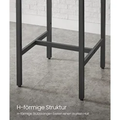 Vasagle morgenmadsbar, firkantet højt barbord, stålramme, 60 x 60 x 90 cm, brun og sort