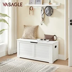 Vasagle opbevaringsbænk, skobænk, moderne stil, mat hvid