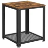 Vasagle sidebord, industrielt endebord, sofabord, med metalram, let at samle, brun og sort