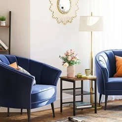 Vasagle sidebord, natbord, endebord med 2 justerbare netthylder, brun og sort