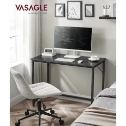 Vasagle skrivebord, lille computer skrivebord, kontor skrivebord, 50 x 100 x 75 cm, metalram, sort