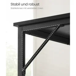 Vasagle skrivebord, lille computer skrivebord, kontor skrivebord, 50 x 100 x 75 cm, metalram, sort