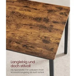 Vasagle spisebord med 2 bænke, 3-delt sæt, køkkenbord, rustik brun og sort