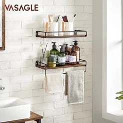 Vasagle Vægmonteret hylde, vægtavle til bøger, 2 væghylder i industriel stil