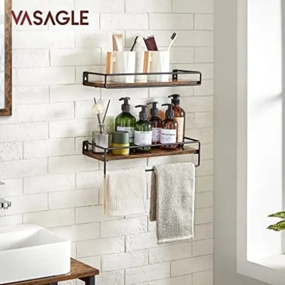 Vasagle Vægmonteret hylde, vægtavle til bøger, 2 væghylder i industriel stil